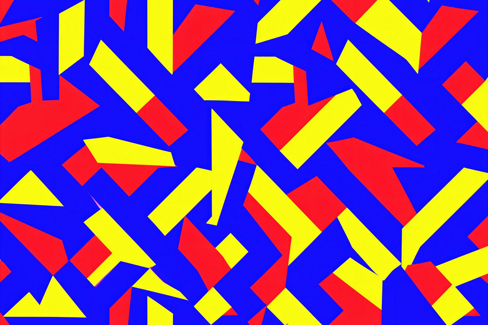 Primary Shards · Abstract Geometric Wall Art | Interlocking Colour Fragment Art Print, Red Blue Yellow — grid