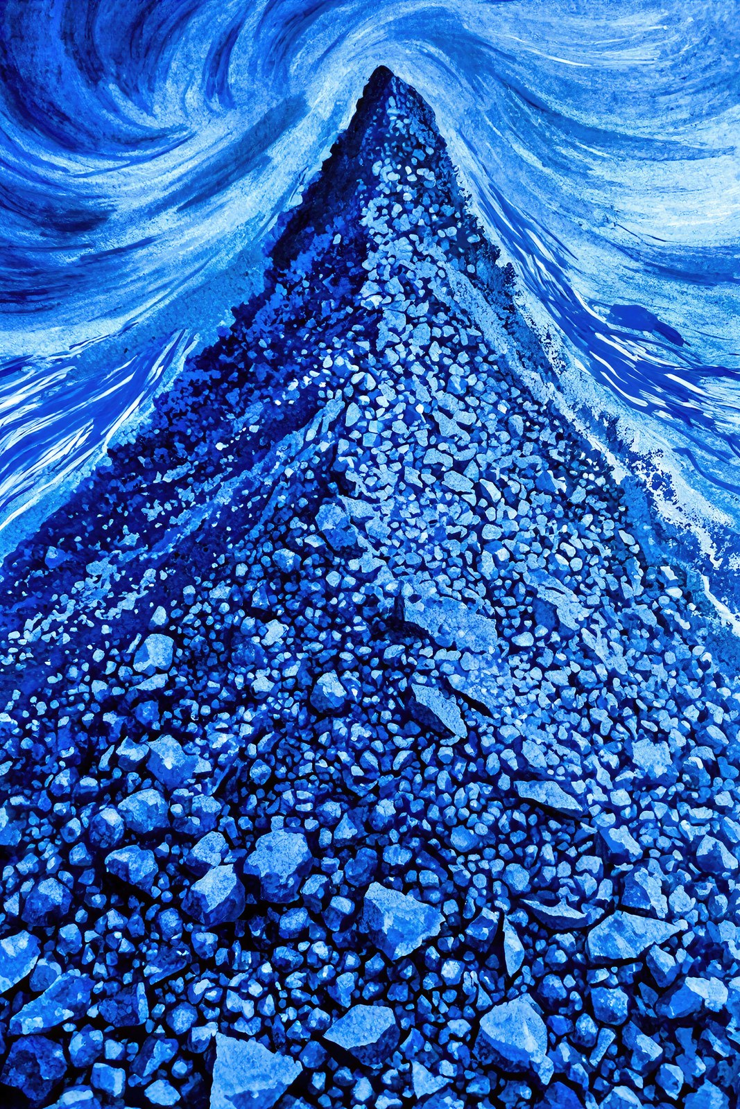 Cobalt Scree, Abstract Monochrome Wall Art | Dark Blue Gestural Art Print — grid