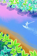 Coureur de Bois Wall Art | Vivid Boreal River Art Print | Chalk Pastel Wilderness Explorer — grid