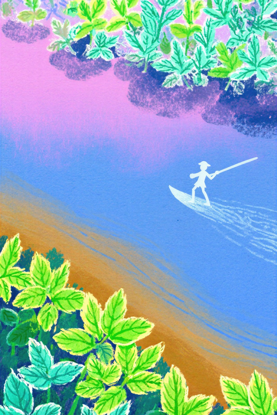Coureur de Bois Wall Art | Vivid Boreal River Art Print | Chalk Pastel Wilderness Explorer — grid