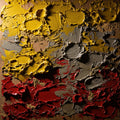Raw Field, Abstract Impasto Wall Art | Yellow, Red and Warm Grey Art Print — grid