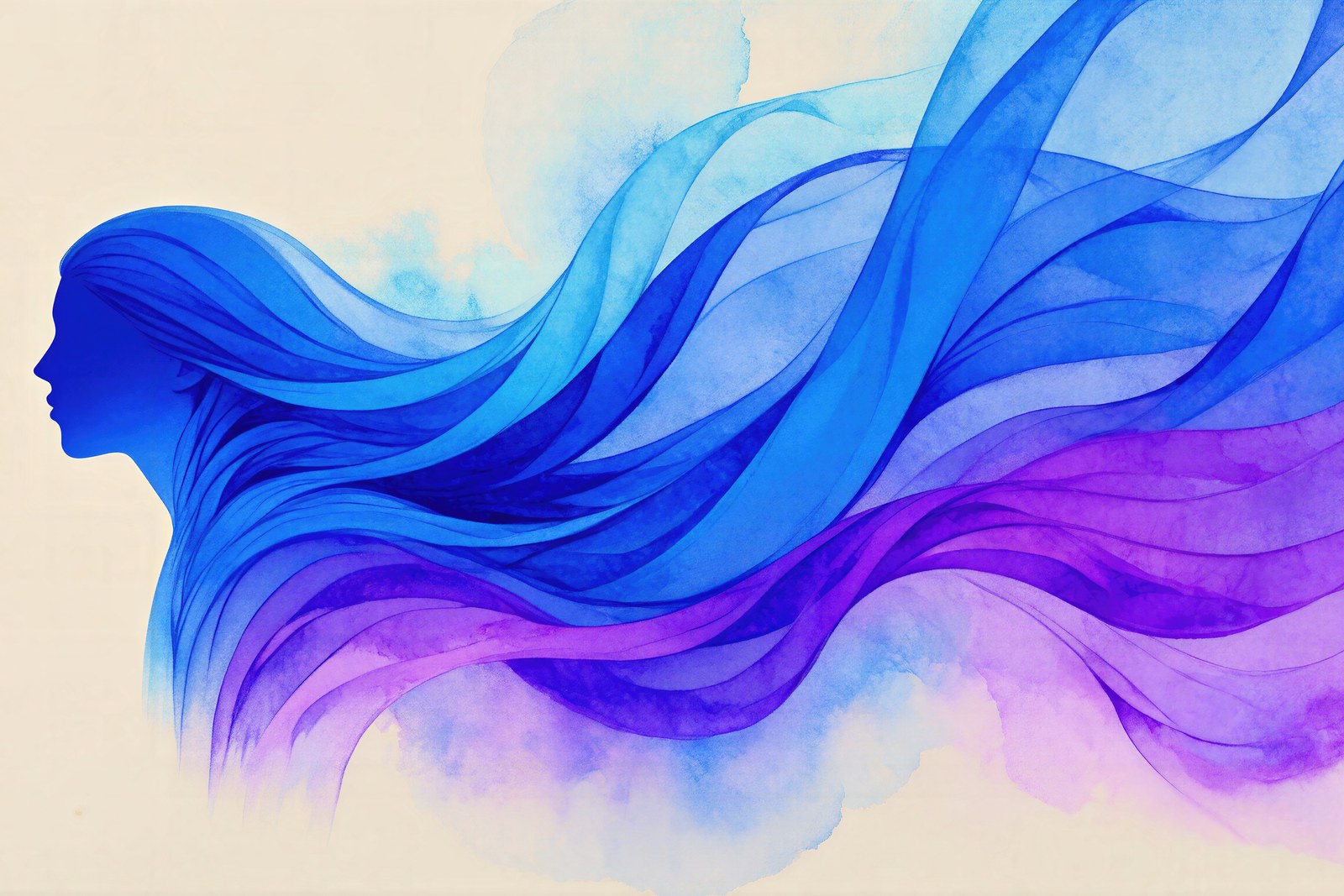 Silk Reverie, Abstract Man Silhouette Watercolour Wall Art in Steel Blue & Amethyst — grid