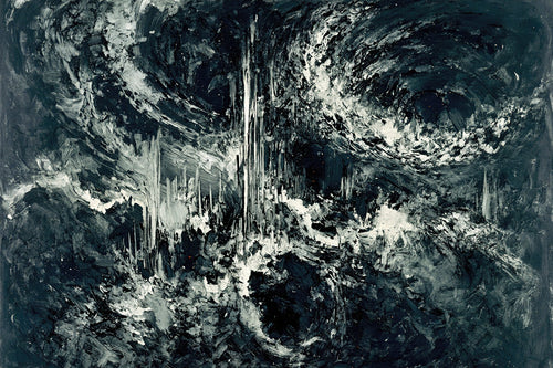 Celestial Architecture, Monochrome Abstract Wall Art | Cosmic Impasto Art Print — grid