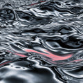 Ariamsvlei Flow · Abstract Graphite Landscape Wall Art Print with Vermilion Accent — grid