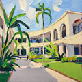 Campus Archways Art Print, Gestural Impasto Wall Art with Tropical Foliage, Bleached Neutrals — grid