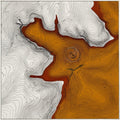 Topographic Vortex Wall Art Print, Ochre, Rust & Sand Contour Lines, Plotter-Style Generative Line Art — grid