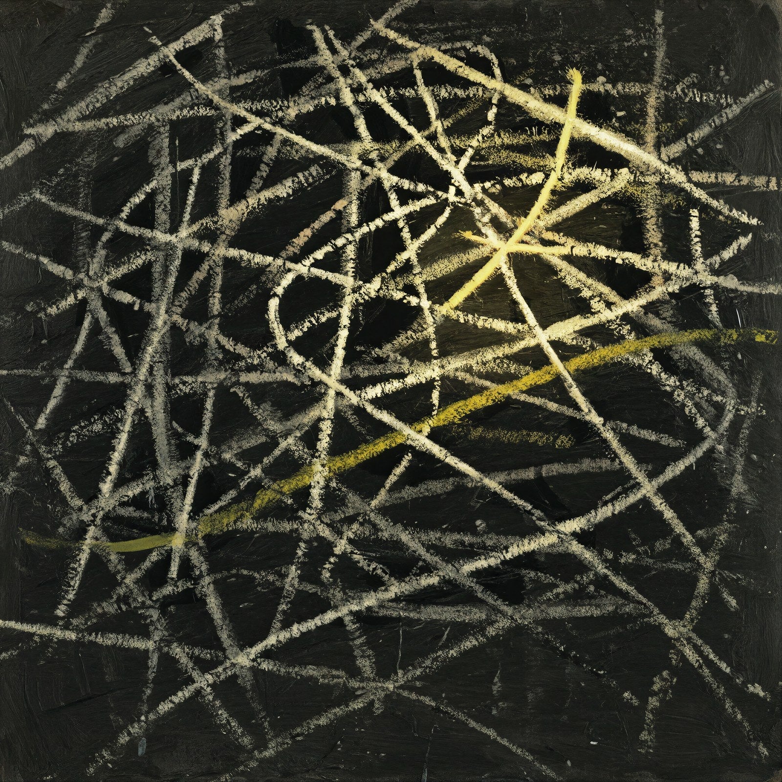 Calligraphic Turbulence, Earth Tones & Cadmium Yellow Abstract Wall Art Print — grid