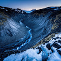 Blue Hour Glacial Valley Wall Art | Pre-Dawn Alpine Landscape Art Print — grid