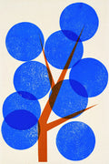 Silver Tree Bauhaus Wall Art, Geometric Abstract Art Print in Azure & Burnt Orange — grid