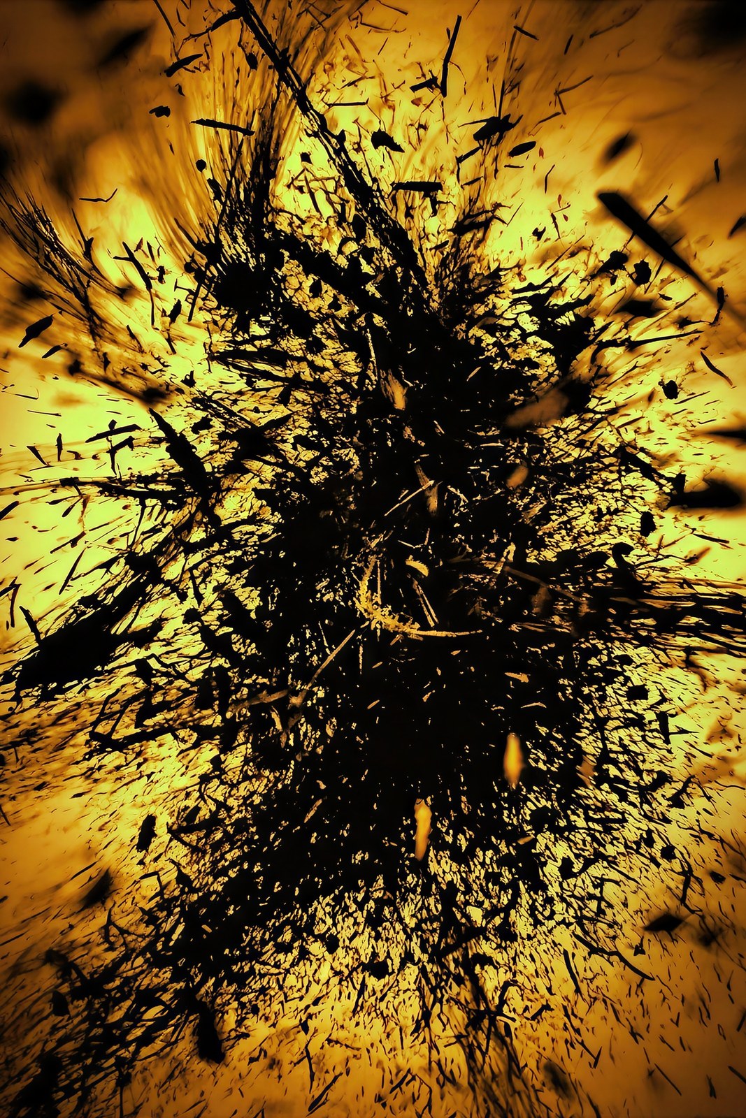Turbulent Echoes Abstract Art Print | Charcoal & Amber Duotone Bold Wall Art — grid