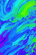 Neon Surge, Electric Impasto Abstract Art Print | Gestural Colour-Field Wall Art in Cyan, Violet & Lime — grid