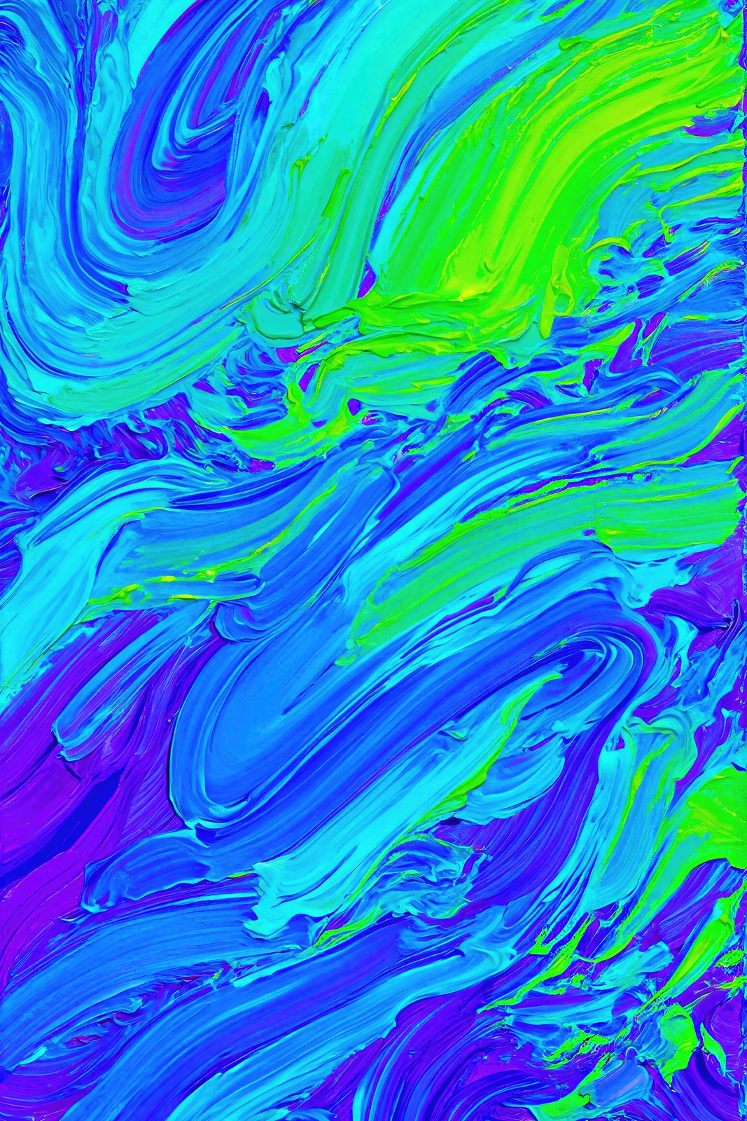 Neon Surge, Electric Impasto Abstract Art Print | Gestural Colour-Field Wall Art in Cyan, Violet & Lime — grid