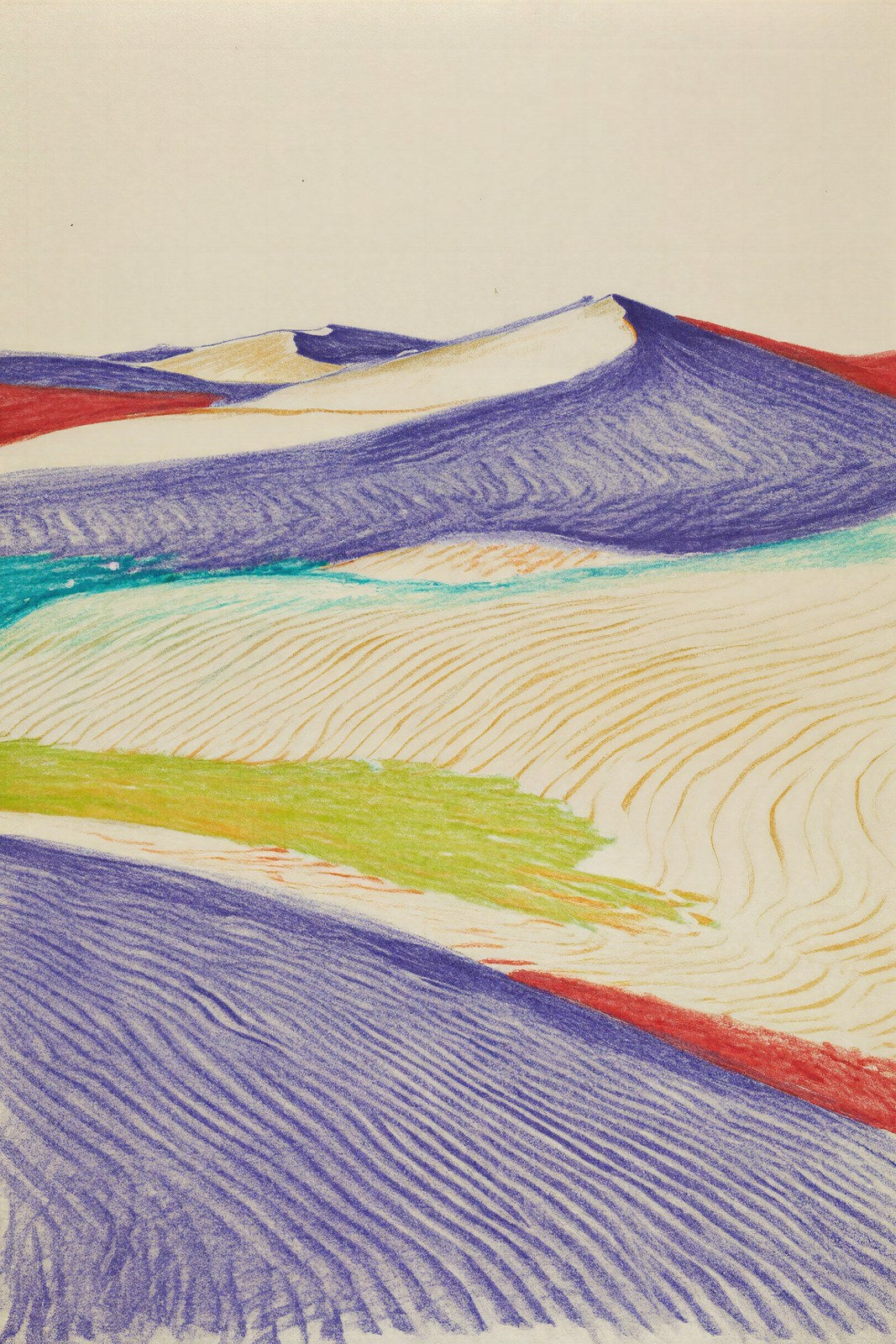 Silverpoint Desert Dunes, Minimalist Landscape Art Print | Violet Crimson Turquoise Wall Art — grid