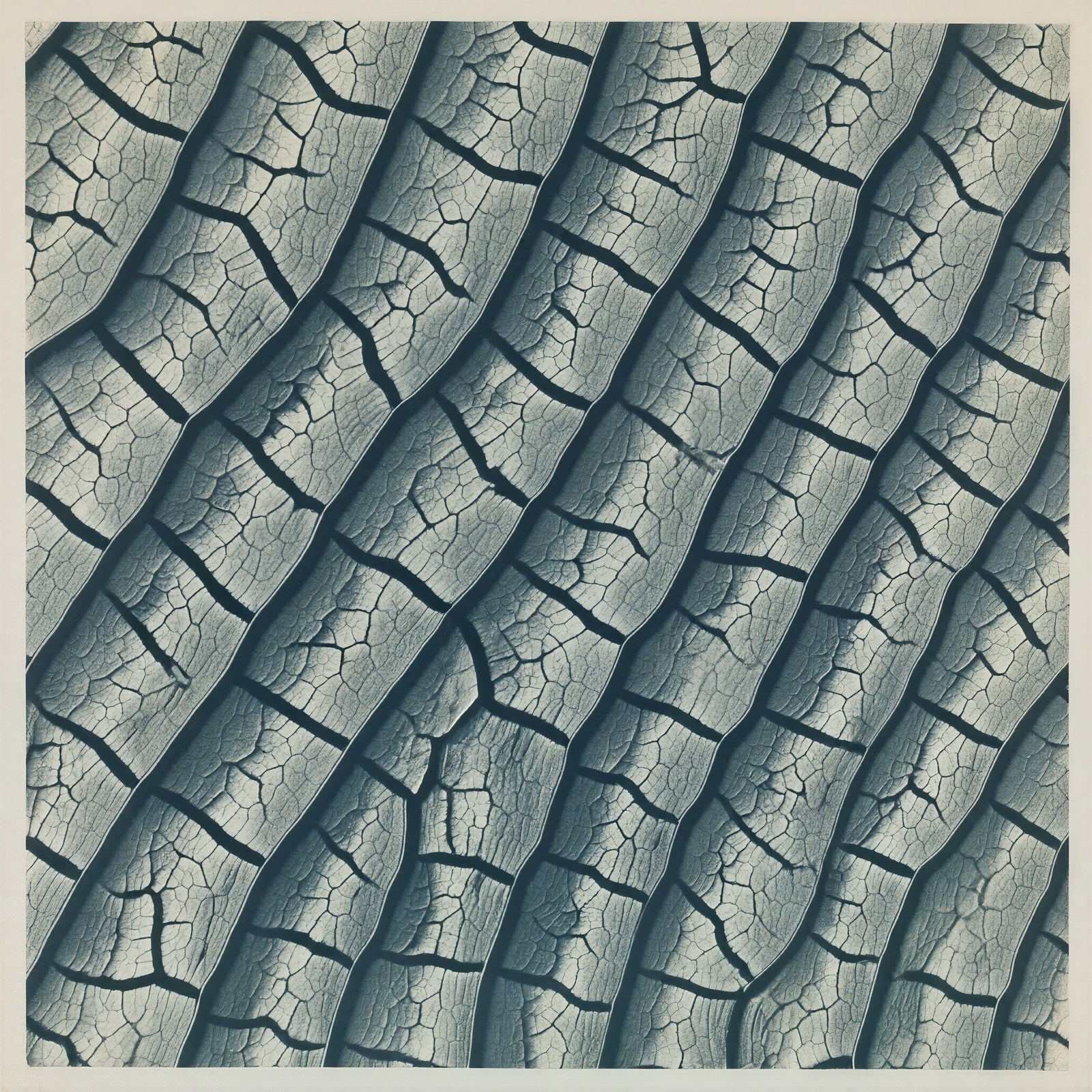 Leaf Venation Network Art Print, Botanical Macro Wall Art in Blue-Green & Pewter — grid