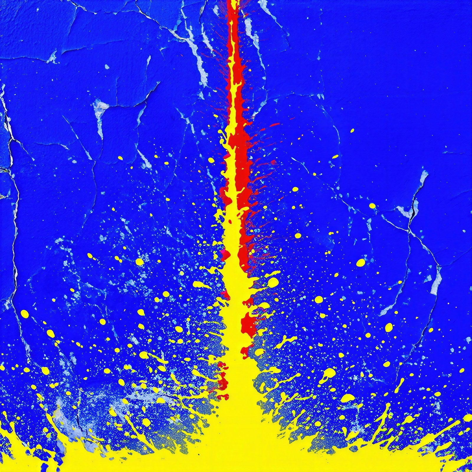Primary Surge, Abstract Art Print | Ultramarine, Scarlet & Yellow Wall Art — grid
