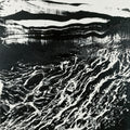 Gestural Brushstroke Wall Art, Abstract Monotype Print, High-Contrast Black White with Bold Accent — grid