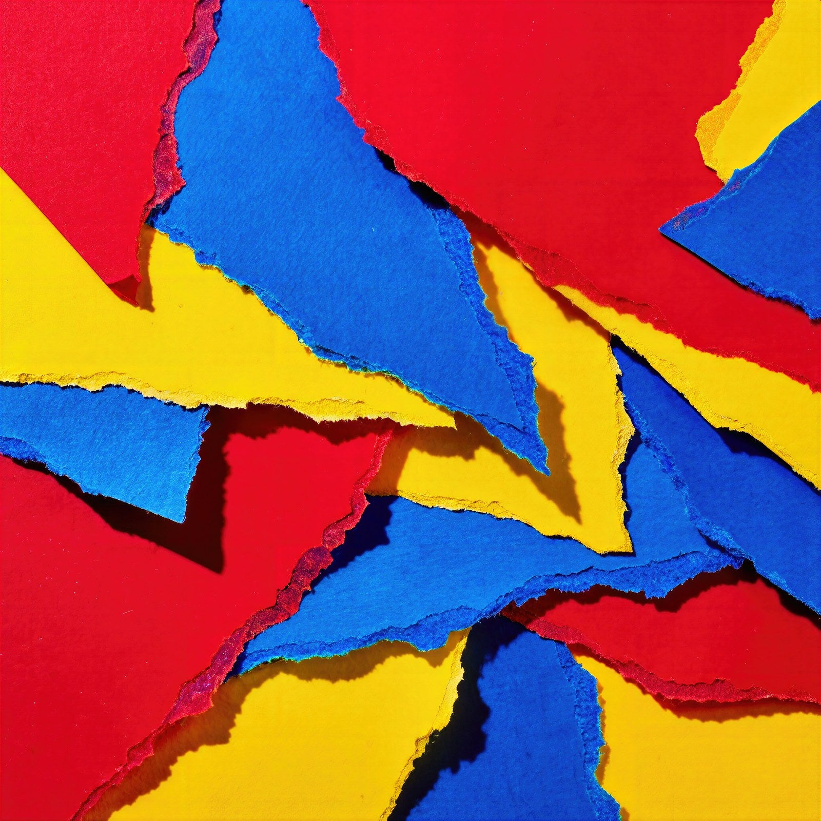 Primary Shards, Bold Geometric Abstract Wall Art | Torn Paper Art Print — grid