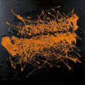 Eruption, Abstract Art Print, Calligraphic Impasto in Raw Umber, Cadmium Orange and Black — grid