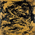 Soot and Sediment, Gestural Abstract Wall Art in Black and Deep Amber Duotone — grid