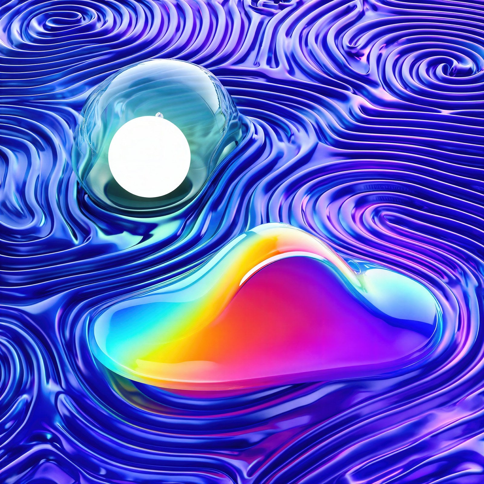 Sealed Light, Iridescent Parametric Surface | Abstract Wall Art Print — grid