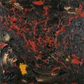 The Incision, Abstract Expressionist Art Print | Dark Ground, Cadmium Red Wall Art — grid