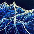Ultramarine & Ivory Abstract Wall Art Print | Gestural Calligraphic Painting on Dark Ground — grid