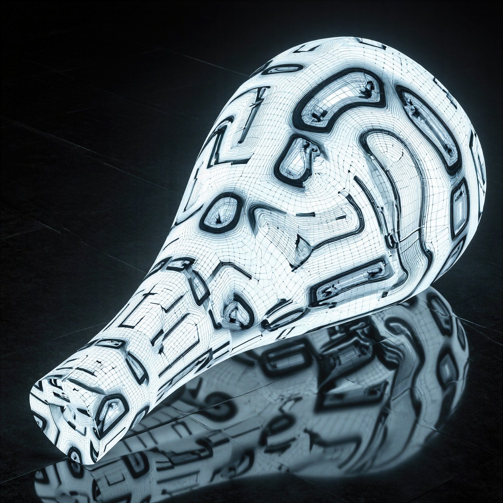 Klein Bottle Art Print, Mathematical Topology Wall Art, Monochromatic with Luminous Accent — grid