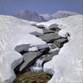 Snowmelt Creek Wall Art | Romantic Mountain Landscape Art Print | Cobalt Sky & Lavender Shadows — grid