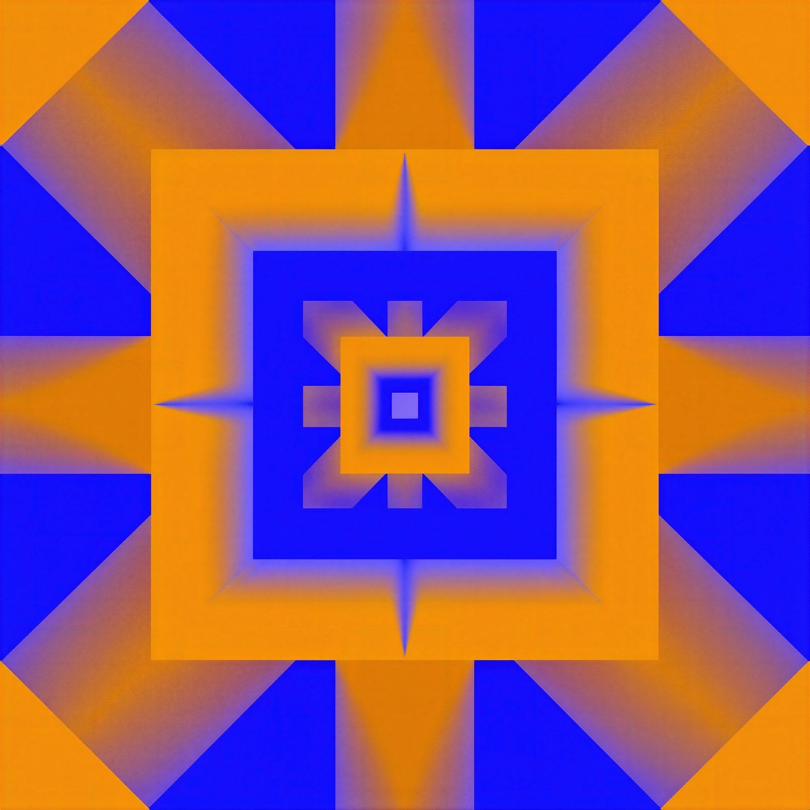 Cadmium Orange & Blue Geometric Wall Art | Abstract Radial Art Print | Colour Field Giclée — grid