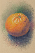 Navel Orange Void, Pointillist Art Print | Muted Tangerine, Emerald & Cobalt Wall Art — grid