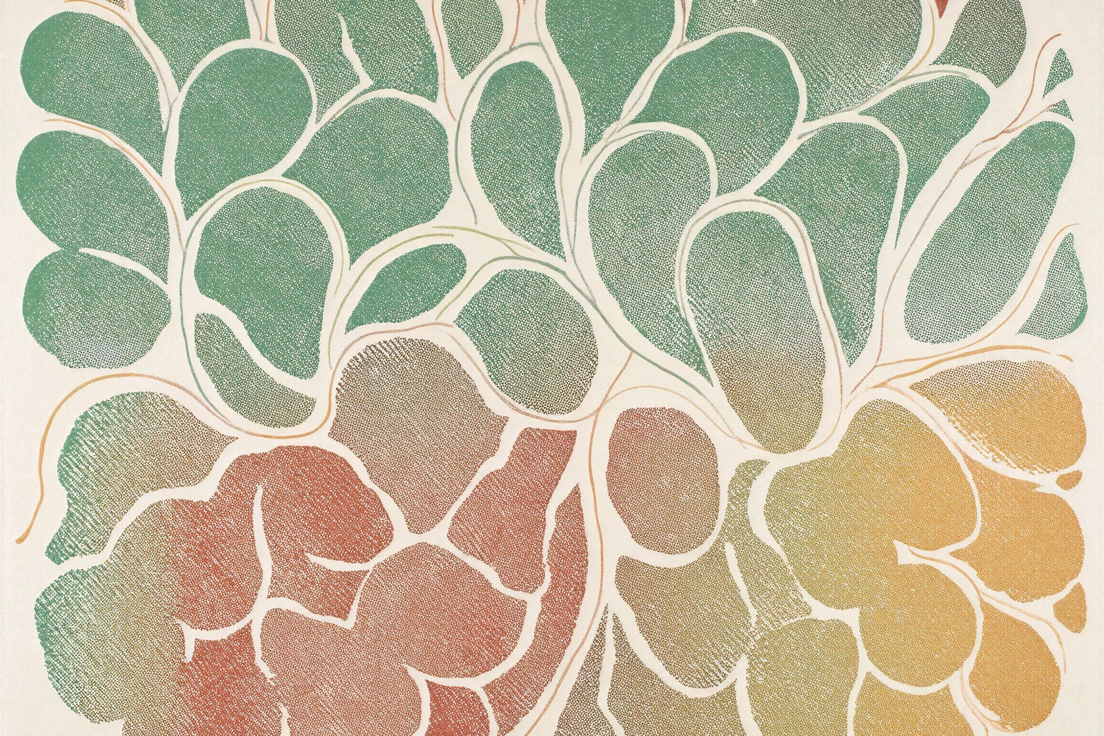 Layered Organic Fields Wall Art Print | Risograph Abstract | Sage Terracotta Ochre — grid