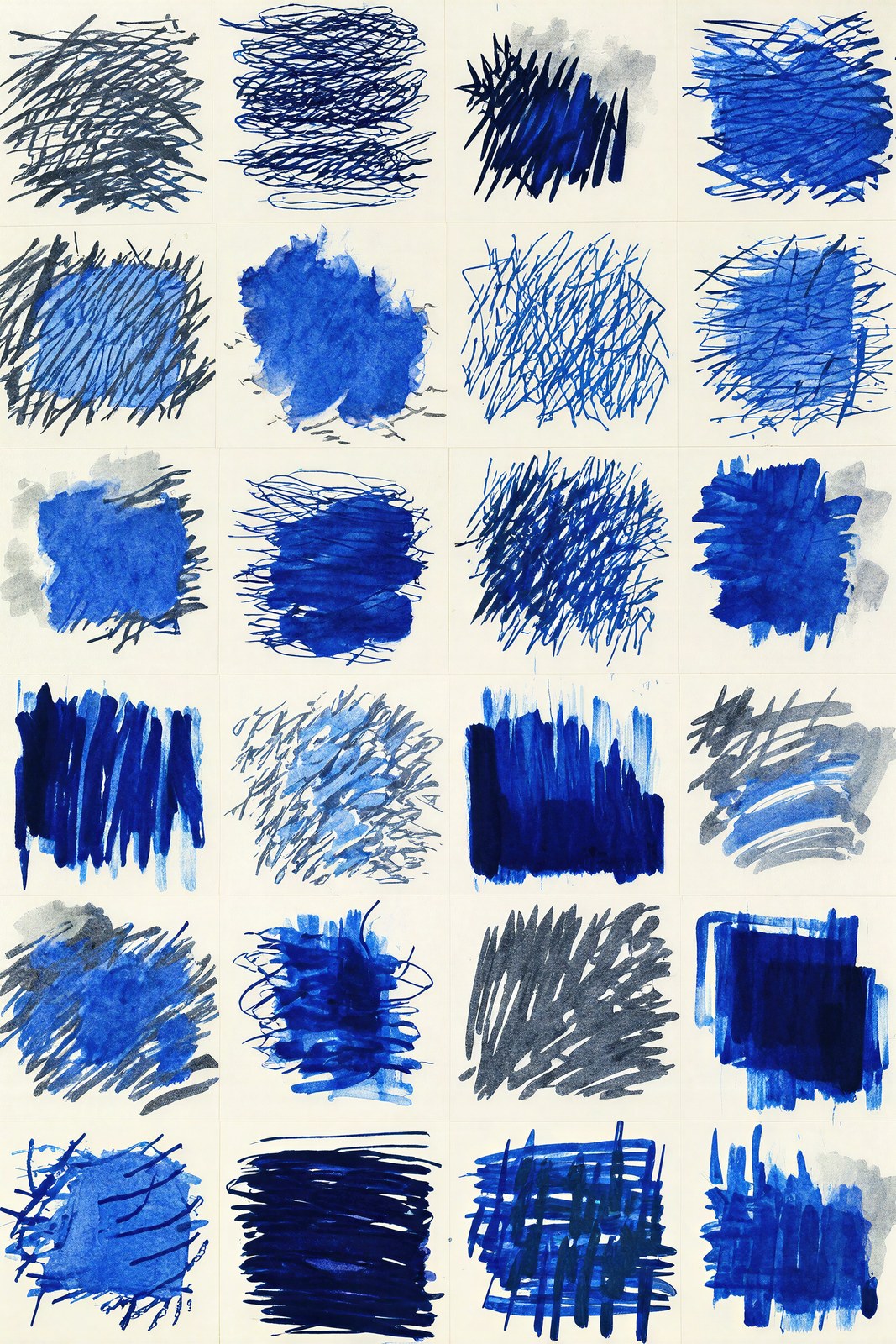 Morphic Studies, Gestural Abstract Wall Art | Nocturne Blues Charcoal Print — grid