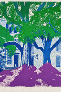 Southern Gothic Silhouette Art Print | Risograph Jewel Tones | Mossy Trees Wall Art | Bold Graphic — grid
