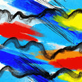 Kinetic Marks, Gestural Abstract Wall Art Print in Charcoal and Bold Primaries — grid