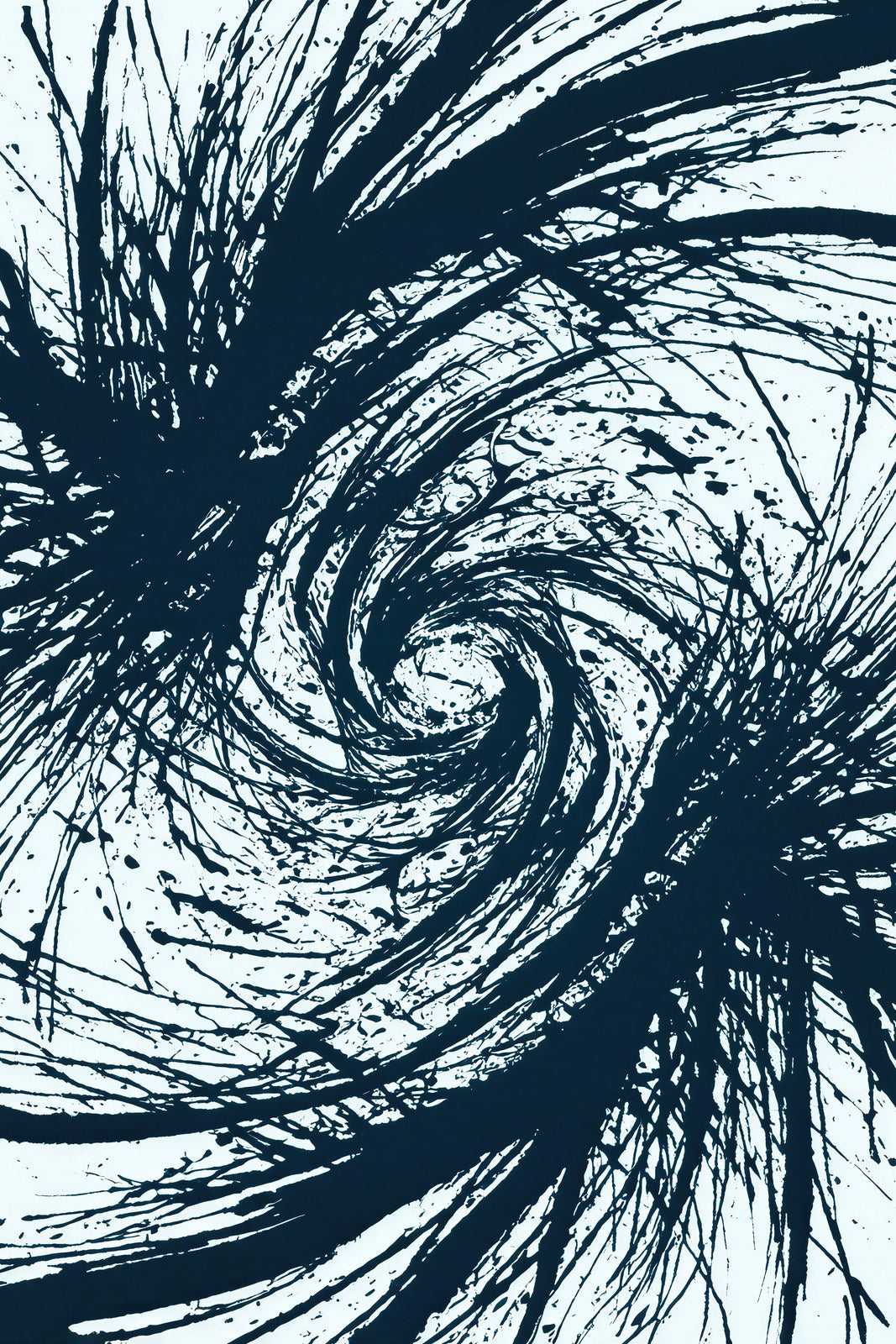 Centrifugal Void, Duotone Sumi-E Ink Wall Art | Abstract Brushstroke Art Print — grid
