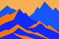 Azure Mountain Landscape Art Print | Geometric Wall Art | Minimalist Mountains in Blue & Ginger — grid