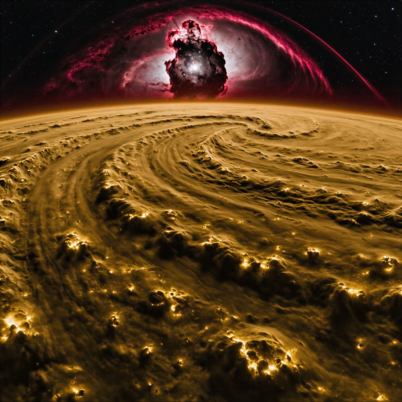 Outermost Edge, Deep Space Art Print | Crimson Nebula, Galactic Core Storm, Astrophotography Wall Art — grid