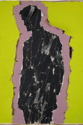 Torn Paper Collage Silhouette Wall Art · Monumental Figure Art Print in Mauve and Citron — grid