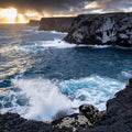Storm Coast Seascape Art Print, Rocky Headland, Pounding Surf & Ice-Blue Fjord Wall Art — grid