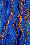 Woven Dusk, Encaustic Abstract Art Print | Midnight Indigo & Burnt Orange Textured Wall Art — grid