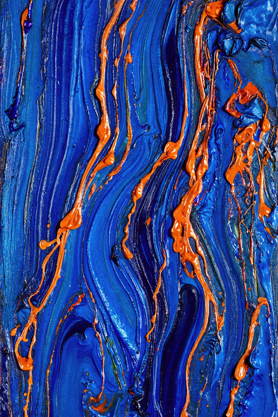 Woven Dusk, Encaustic Abstract Art Print | Midnight Indigo & Burnt Orange Textured Wall Art — grid