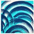 Nocturne Arcs | Risograph-Style Abstract Art Print | Midnight Blue Concentric Wall Art — grid