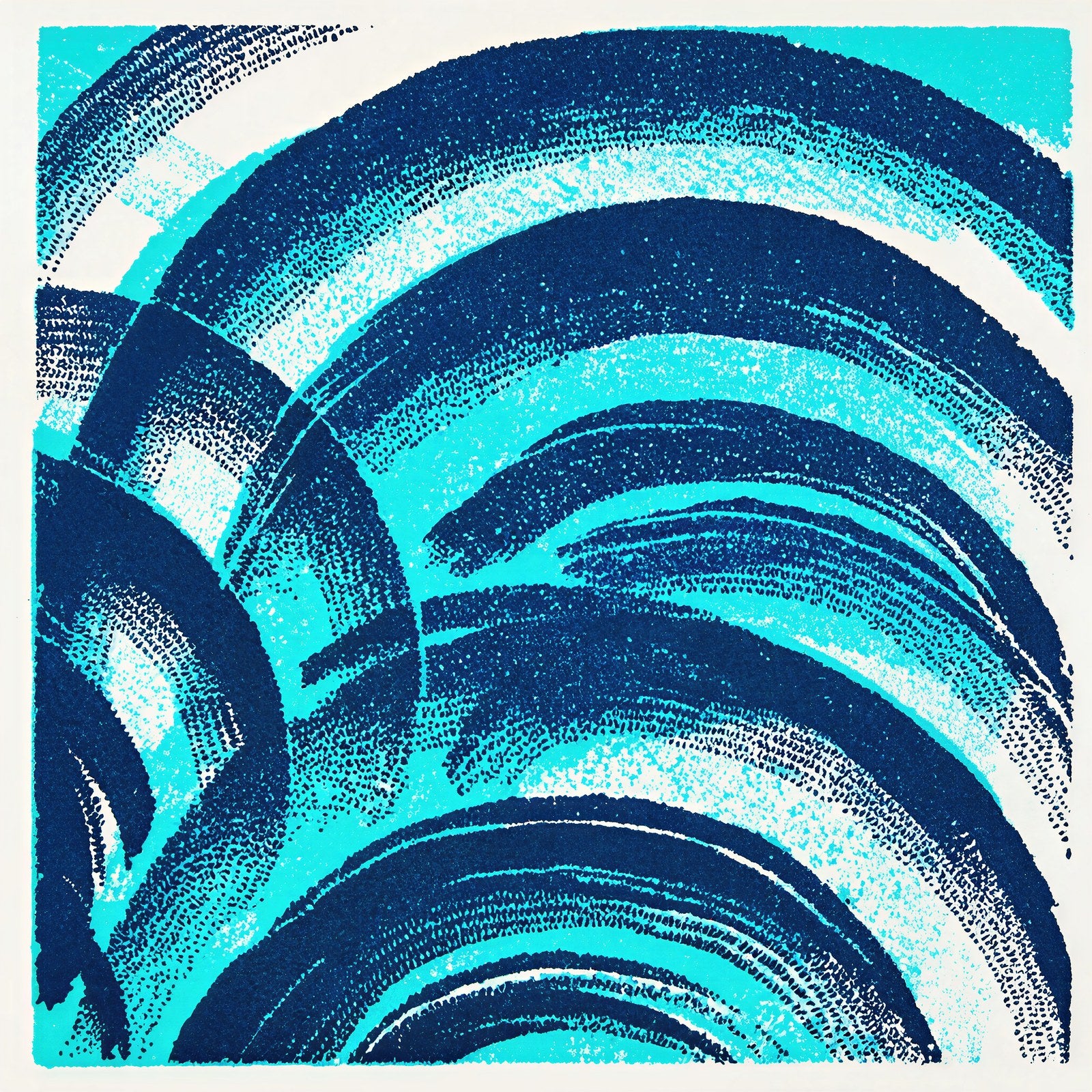 Nocturne Arcs | Risograph-Style Abstract Art Print | Midnight Blue Concentric Wall Art — grid
