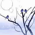 Two Sparrows on a Winter Branch, Zen Ink Art Print | Japanese Minimalist Wall Art — grid