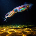 Bioluminescent Giant Squid Art Print | Deep Sea Wall Art | Moody Ocean Photography — grid