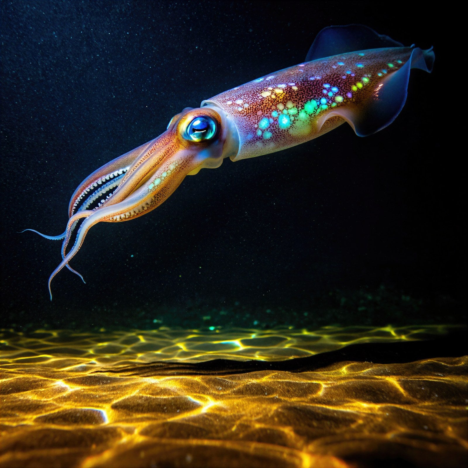 Bioluminescent Giant Squid Art Print | Deep Sea Wall Art | Moody Ocean Photography — grid