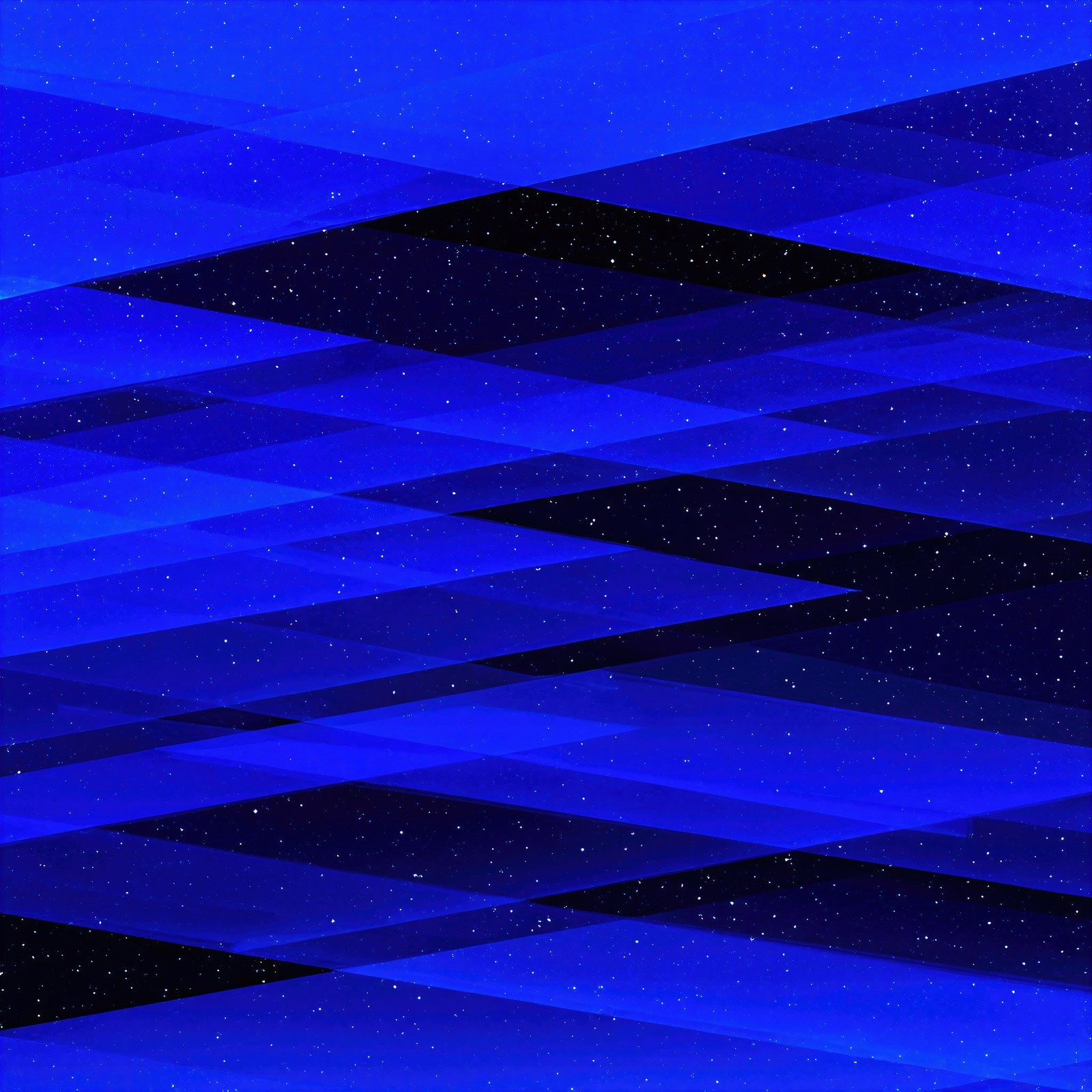 Nocturnal Geometry Wall Art, Deep Indigo Abstract Art Print, Hard-Edge Blue Geometric — grid