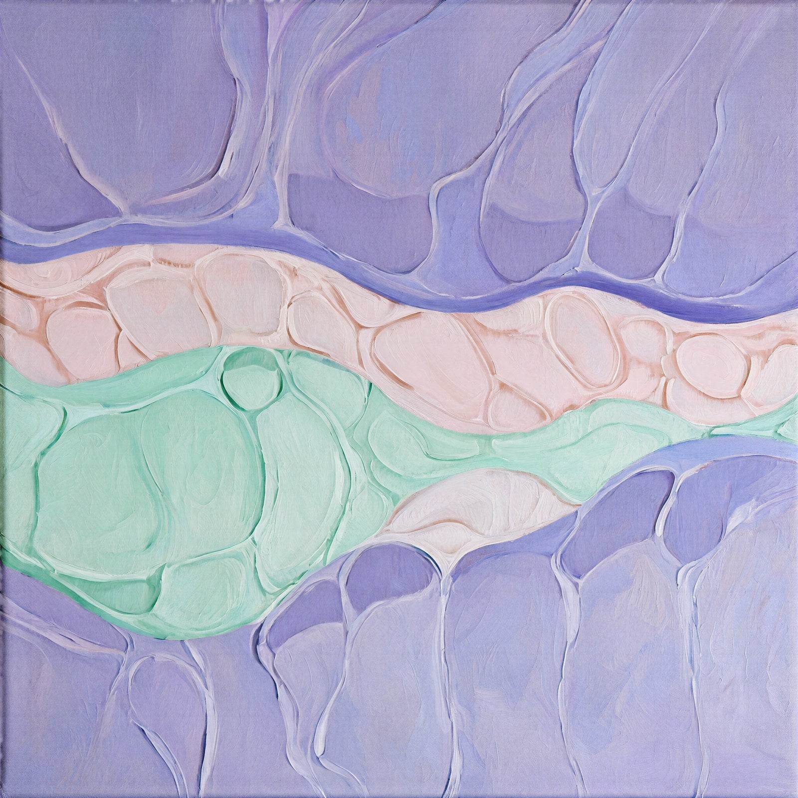 Quiet Colony, Soft Biomorphic Art Print | Pastel Abstract Wall Art in Lavender and Mint — grid