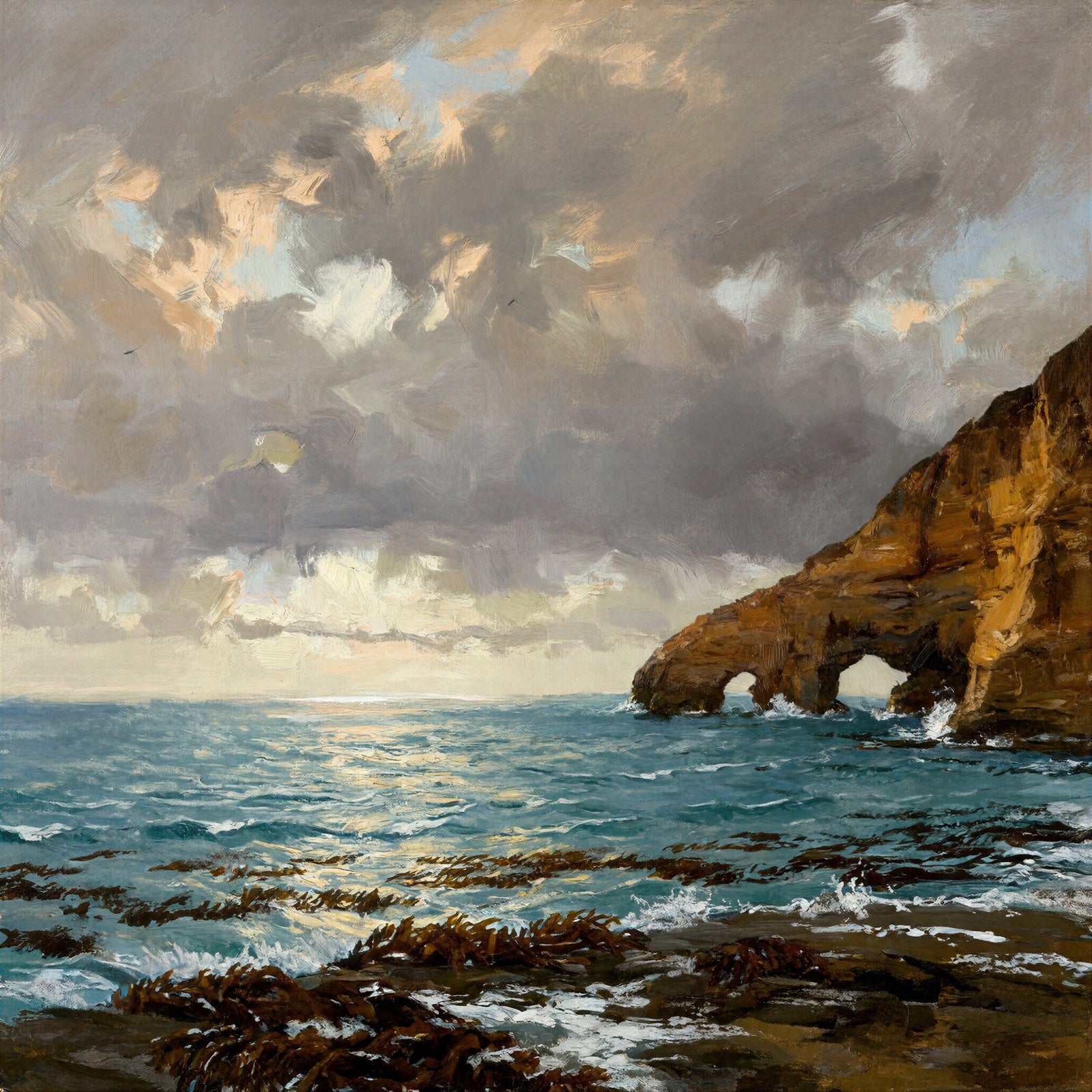 Open Atlantic Under Storm Sky, Alla Prima Oil Study Art Print, Coastal Seascape Wall Art — grid