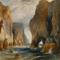 Fjord Strait | Dramatic Turner-Style Seascape Art Print | Amber Cliffs Ocean Wall Art — grid